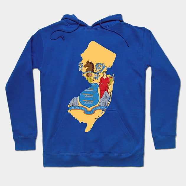 New Jersey Flag Map Hoodie by Historia